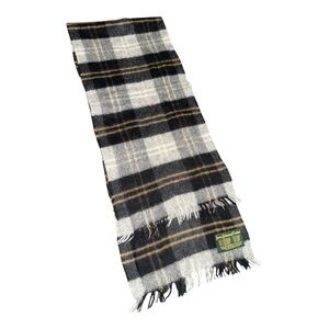 Vintage blk/gray/ivory and tan Tartan Wool and Cashmere Scarf